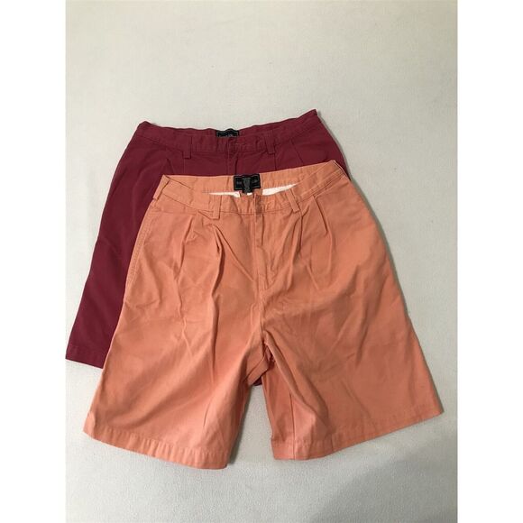*LOT‎ OF 2* Saddlebred 32 x 9" Salmon Magenta Pleated 100% Cotton Shorts - Picture 1 of 10